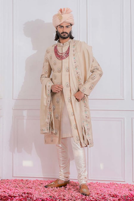 Ankit V Kapoor Raw Silk Embroidered Sherwani 