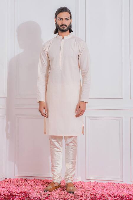 Ankit V Kapoor_Pink Cotton Silk, Pure Georgette Sequin Embroidered Sherwani Set _Online_at_Aza_Fashions