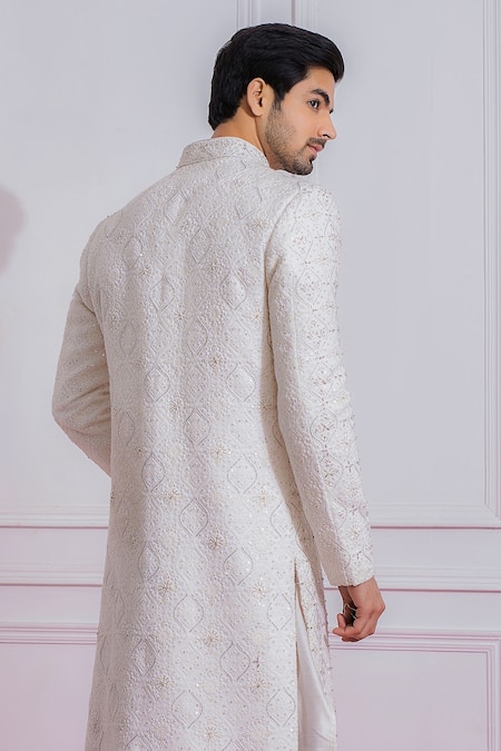 Ankit V Kapoor Georgette Embroidered Sherwani Set 