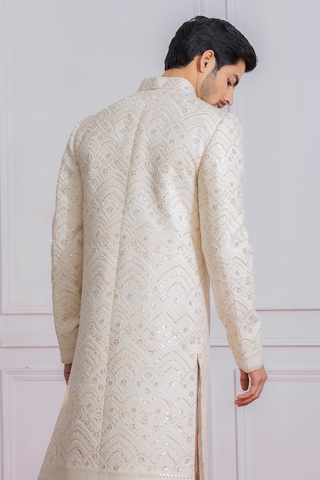 Ankit V Kapoor Georgette Embroidered Sherwani Set 