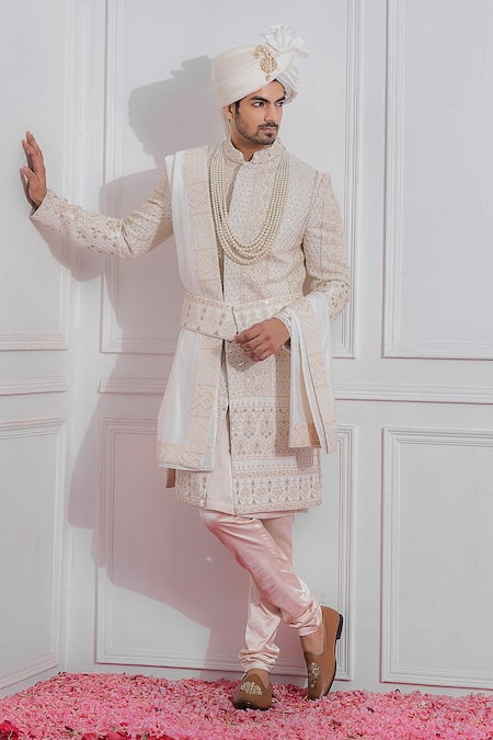 Ankit V Kapoor Georgette Embroidered Sherwani Set 