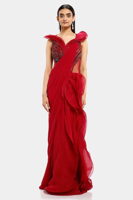 13 Sizzling Saree Style Gowns - Boldsky.com