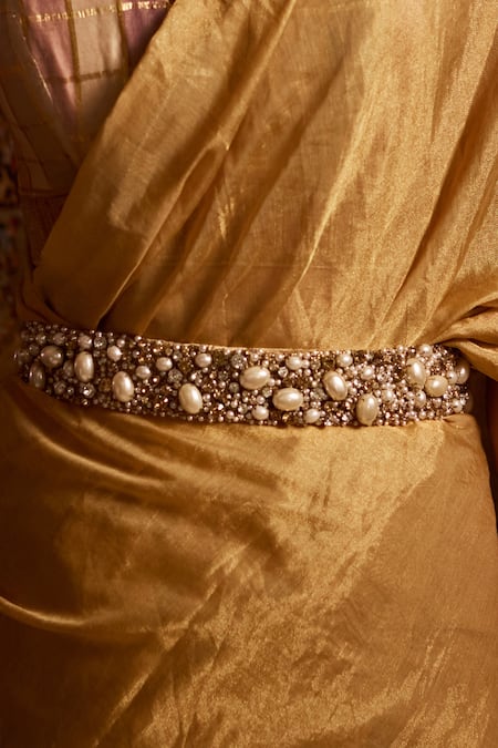 Gold Beaded Saree Belt