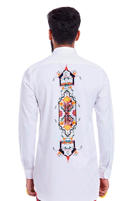 Buy MR. Ajay Kumar White Cotton Placement Digital Print Shirt Online at Aza Fashions Buy_MR. Ajay Kumar_White Cotton Placement Digital Print Shirt _Online_at_Aza_Fashions