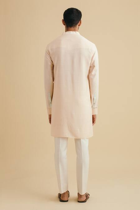 Shop Philocaly Peach 50% Cotton, 50% Silk Button Down Kurta at Aza Fashions Shop_Philocaly_Peach 50% Cotton, 50% Silk Button Down Kurta_at_Aza_Fashions