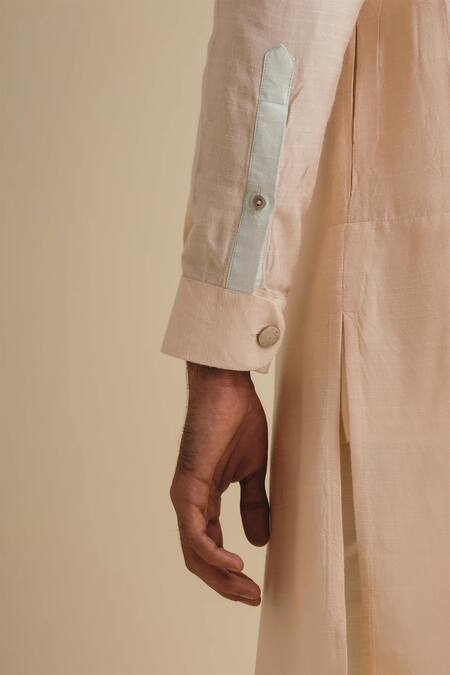 Philocaly Peach 50% Cotton, 50% Silk Button Down Kurta at Aza Fashions Philocaly_Peach 50% Cotton, 50% Silk Button Down Kurta_at_Aza_Fashions