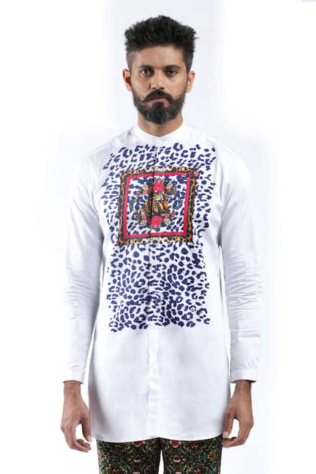 Buy MR. Ajay Kumar White Cotton Digital Print Animal And Floral Luxe Shirt Online at Aza Fashions Buy_MR. Ajay Kumar_White Cotton Digital Print Animal And Floral Luxe Shirt _Online_at_Aza_Fashions