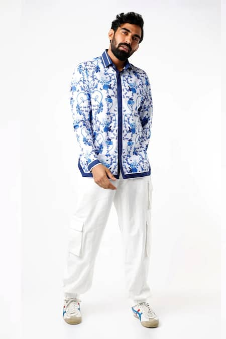 Mr. Ajay Kumar White Cotton Luxe Printed Shirt  