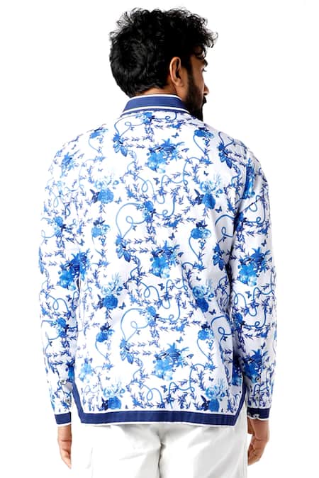 Shop MR. Ajay Kumar White Cotton Printed Floral Motif Shirt at Aza Fashions Shop_MR. Ajay Kumar_White Cotton Printed Floral Motif Shirt _at_Aza_Fashions