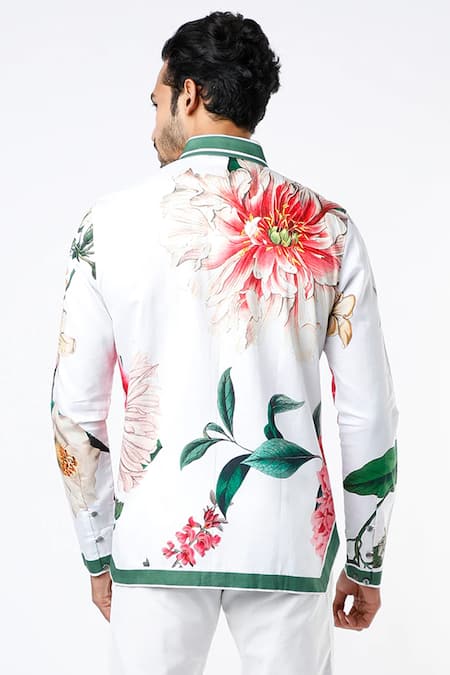 Buy MR. Ajay Kumar White Cotton Floral Digital Print Shirt Online at Aza Fashions Buy_MR. Ajay Kumar_White Cotton Floral Digital Print Shirt _Online_at_Aza_Fashions