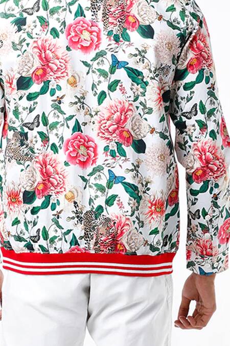 Shop MR. Ajay Kumar Multi Color Cotton Floral Print Jacket Style Shirt Online at Aza Fashions Shop_MR. Ajay Kumar_Multi Color Cotton Floral Print Jacket Style Shirt _Online_at_Aza_Fashions
