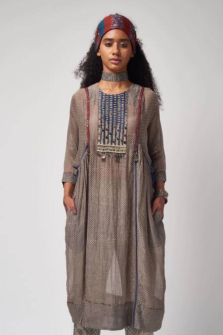 Buy_Aseem Kapoor_Grey Printed Kurta And Pant Set_Online_at_Aza_Fashions