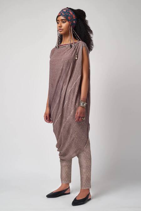 Buy_Aseem Kapoor_Grey Printed Tunic And Pant Set_Online_at_Aza_Fashions