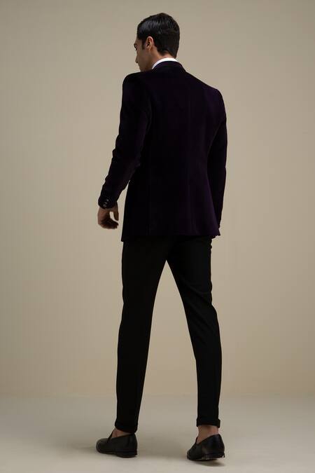 Shop_Philocaly_Purple 100% Cotton Velvet Tuxedo_at_Aza_Fashions