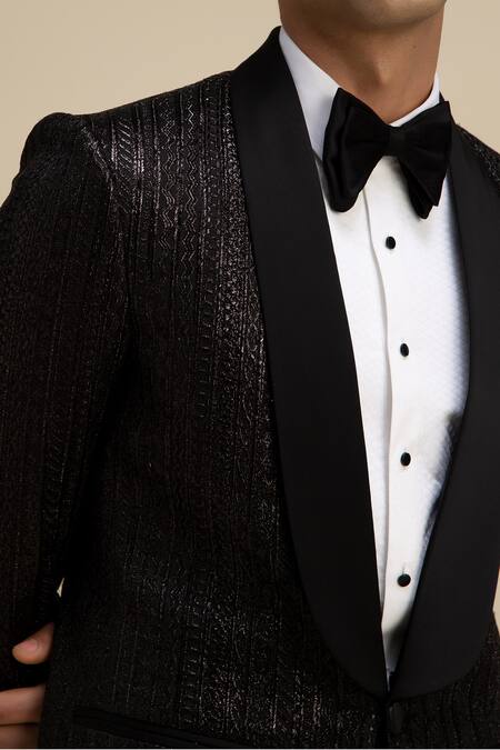 Philocaly_Black Silk Embellished Tuxedo _at_Aza_Fashions