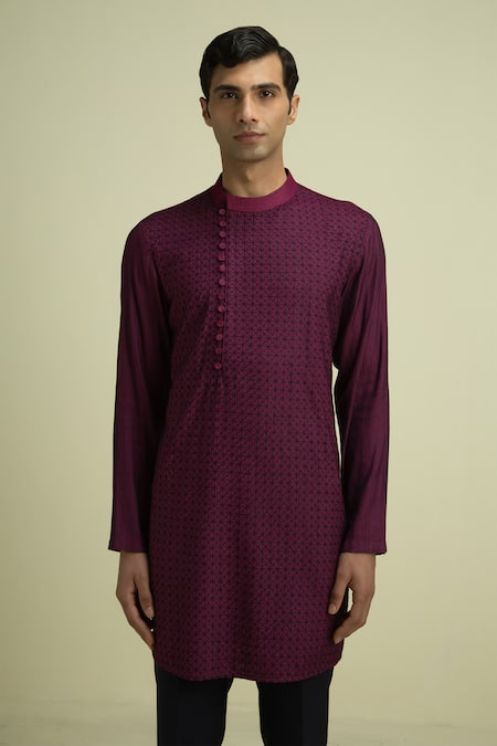 Philocaly Mulberry Silk Embroidered Kurta 