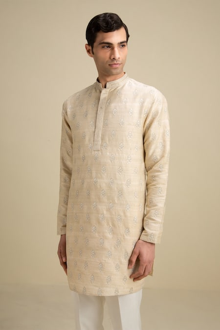 Philocaly Silk Embroidered Kurta 