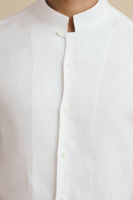 Shop_Philocaly_White 100% Linen Shirt _Online_at_Aza_Fashions