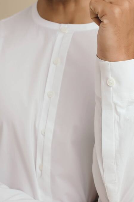Philocaly_White 100% Cotton Shirt _at_Aza_Fashions