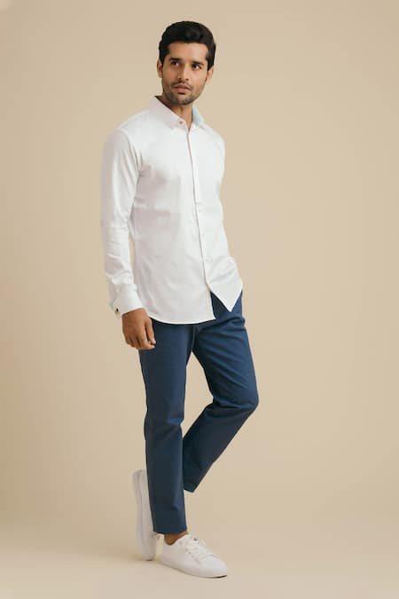 Philocaly White 100% Cotton Shirt Online at Aza Fashions Philocaly_White 100% Cotton Shirt_Online_at_Aza_Fashions