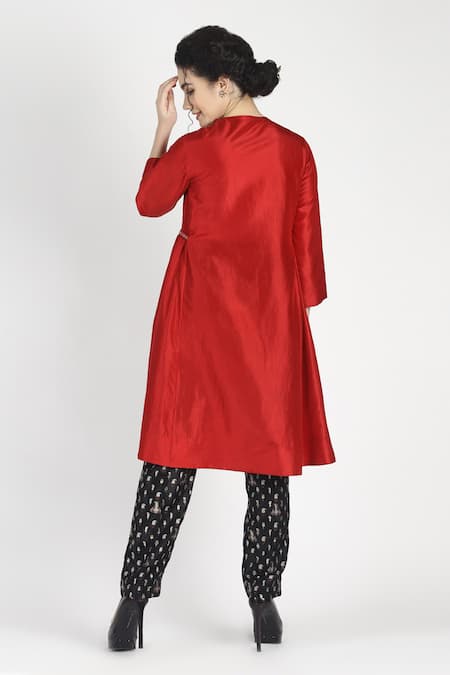 House Of Three Ambika Silk Angrakha Kurta 