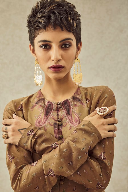 Shop House Of Three Green Silk Round Zoon Kurta Online at Aza Fashions Shop_House Of Three_Green Silk Round Zoon Kurta _Online_at_Aza_Fashions