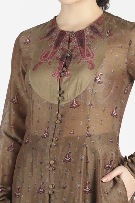 House Of Three Green Silk Round Zoon Kurta at Aza Fashions House Of Three_Green Silk Round Zoon Kurta _at_Aza_Fashions