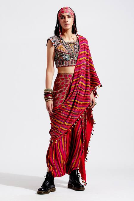 Buy Aseem Kapoor Red Sadhavi Pre-draped Embellished Saree Online at Aza Fashions Buy_Aseem Kapoor_Red Sadhavi Pre-draped Embellished Saree_Online_at_Aza_Fashions