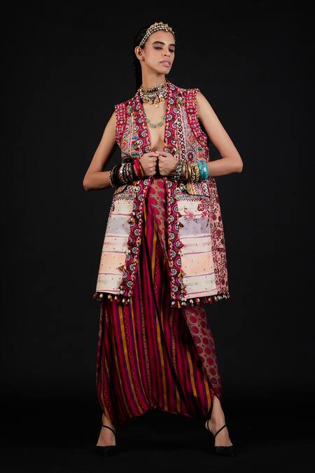 Shop Aseem Kapoor Multi Color Cotton Open Ruhi Jacket Online at Aza Fashions Shop_Aseem Kapoor_Multi Color Cotton Open Ruhi Jacket_Online_at_Aza_Fashions