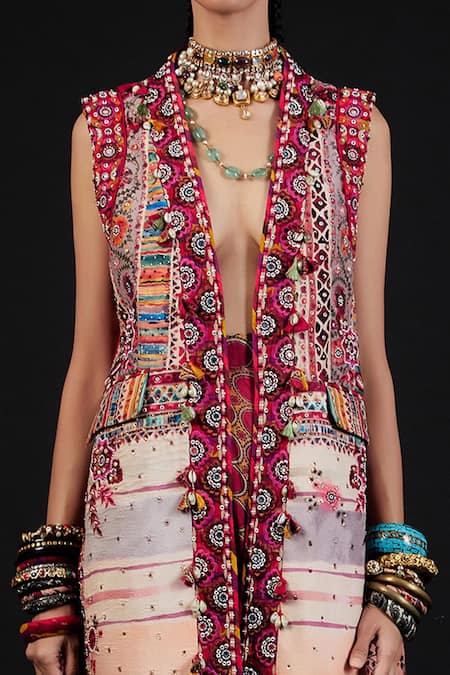 Aseem Kapoor Multi Color Cotton Open Ruhi Jacket at Aza Fashions Aseem Kapoor_Multi Color Cotton Open Ruhi Jacket_at_Aza_Fashions