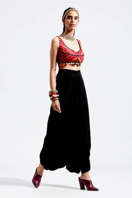 Aseem Kapoor_Multi Color Cotton U Neck Kalpa Striped Blouse_Online_at_Aza_Fashions