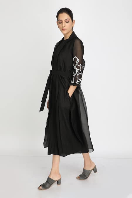 Buy Arcvsh By Pallavi Singh Black Organza, Linen Jacket Lapel Collar Jumpsuit Round And Set Online at Aza Fashions Buy_Arcvsh By Pallavi Singh_Black Organza, Linen Jacket Lapel Collar Jumpsuit Round And Set _Online_at_Aza_Fashions