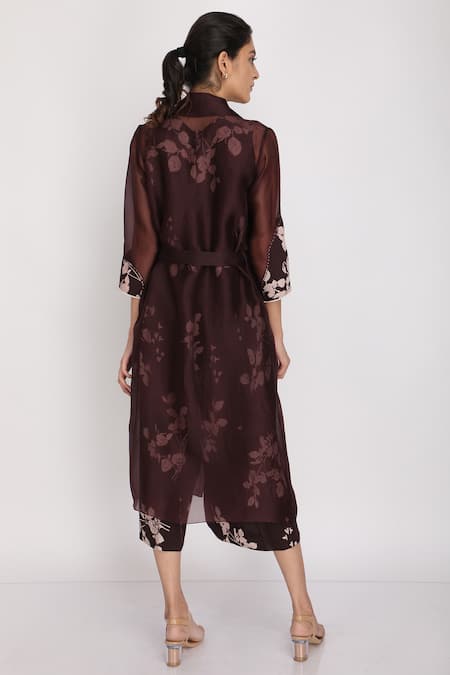 Shop Arcvsh By Pallavi Singh Purple Organza Bamberg Jacket Lapel Collar Jumpsuit Round Printed And Set at Aza Fashions Shop_Arcvsh By Pallavi Singh_Purple Organza Bamberg Jacket Lapel Collar Jumpsuit Round Printed And Set _at_Aza_Fashions