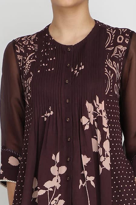 Arcvsh By Pallavi Singh Purple Organza, Georgette Round Floral Print Top at Aza Fashions Arcvsh By Pallavi Singh_Purple Organza, Georgette Round Floral Print Top _at_Aza_Fashions