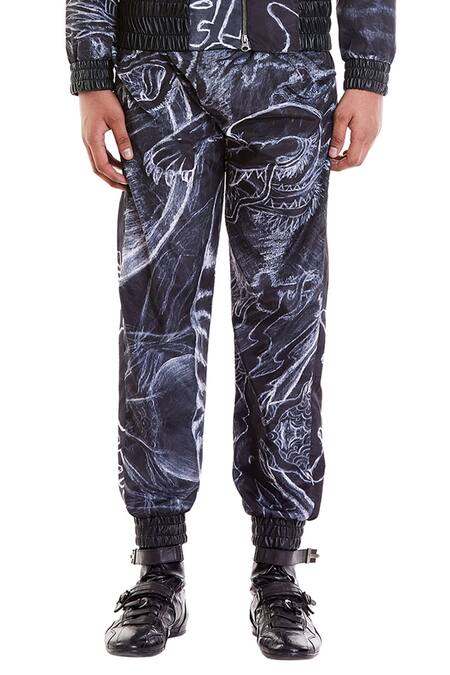Buy_Siddartha Tytler_Black Taffeta Printed Jacket And Jogger Set _Online_at_Aza_Fashions