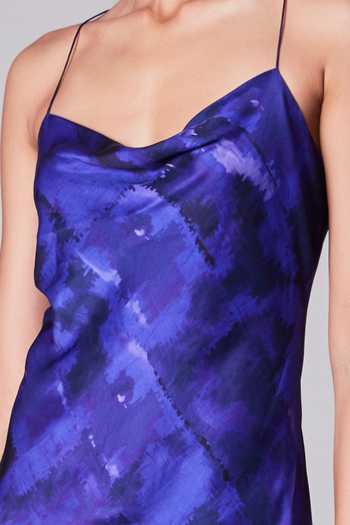 Saaksha & Kinni_Purple Satin Cowl Printed Slip Dress_Online_at_Aza_Fashions
