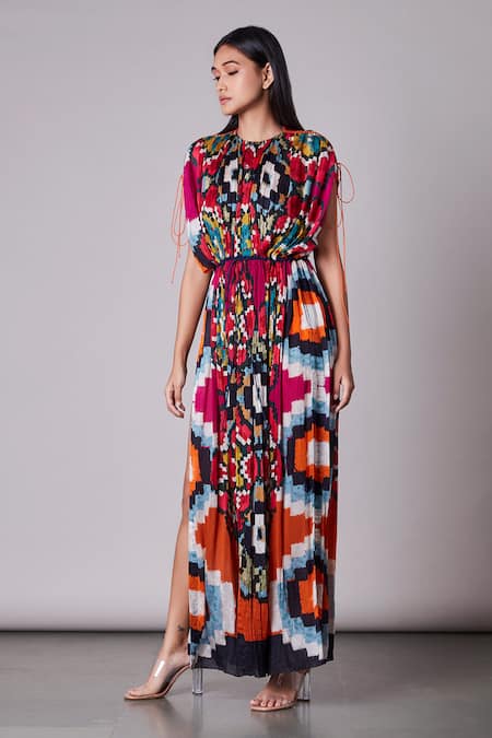 Saaksha & Kinni Ikat Print Kaftan Dress 