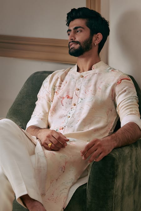 Philocaly Multi Color Cotton / Silk Abstract Iohit Printed Kurta Online at Aza Fashions Philocaly_Multi Color Cotton / Silk Abstract Iohit Printed Kurta _Online_at_Aza_Fashions