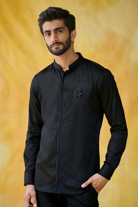 Philocaly Black 100% Cotton Zwart Shirt