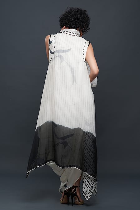 Shop Bodhi Tree White Chanderi, Satin Weave, Viscose Dress Printed Draped With at Aza Fashions Shop_Bodhi Tree_White Chanderi, Satin Weave, Viscose Dress Printed Draped With _at_Aza_Fashions