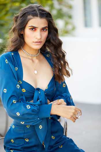 Buy_Aapro_Blue Modal Bandhej Sweetheart Neck Morning Glory Pant Set_Online_at_Aza_Fashions