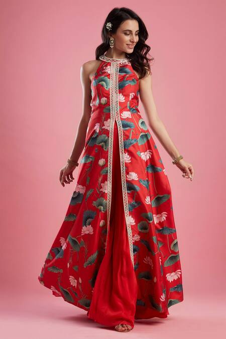 Buy Aayushi Maniar Red Crepe , Dola Printed Kurta And Palazzo Set Online at Aza Fashions Buy_Aayushi Maniar_Red Crepe , Dola Printed Kurta And Palazzo Set _Online_at_Aza_Fashions