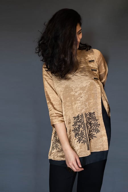 Taika by Poonam Bhagat Chanderi Embroidered Top 