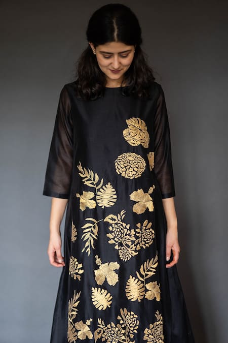 Taika By Poonam Bhagat Chanderi Layered Dress 
