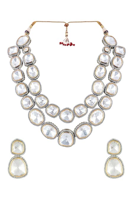 Anayah Jewellery Gold Plated Polki Aylin Layered Necklace Set