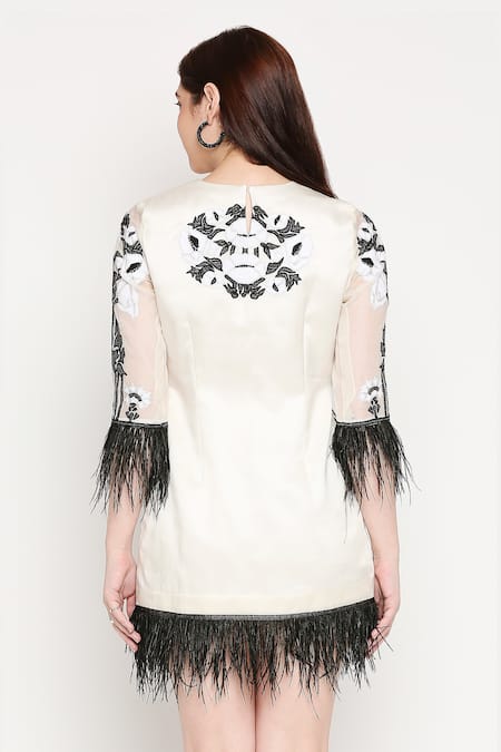 Neha Gursahani Embroidered Feather Dress 