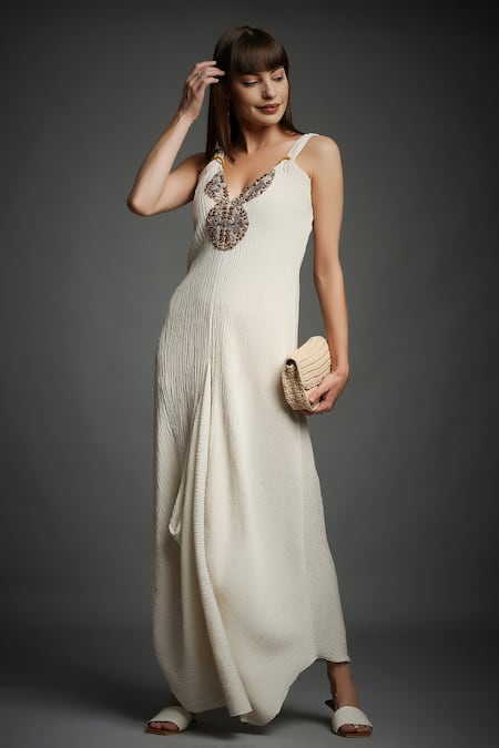 Neha Gursahani Hand Embroidered Draped Dress 