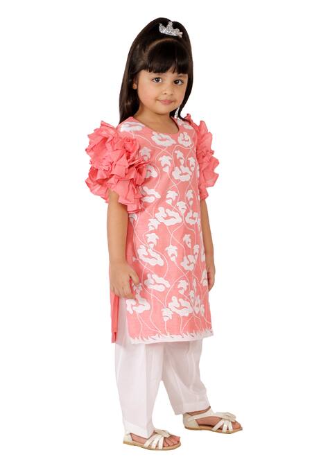 Neha Gursahani_Pink Chanderi, Cotton Embroidery Kurta Set _Online_at_Aza_Fashions