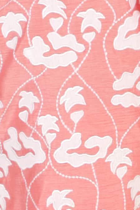 Buy_Neha Gursahani_Pink Chanderi, Cotton Embroidery Kurta Set _Online_at_Aza_Fashions