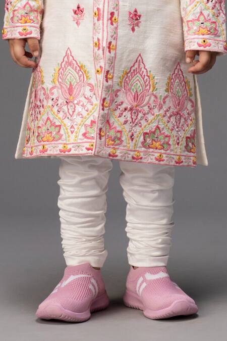 Shop Neha Gursahani White Silk, Satin, Chiffon Embroidery Raw Sherwani Set Online at Aza Fashions Shop_Neha Gursahani_White Silk, Satin, Chiffon Embroidery Raw Sherwani Set _Online_at_Aza_Fashions